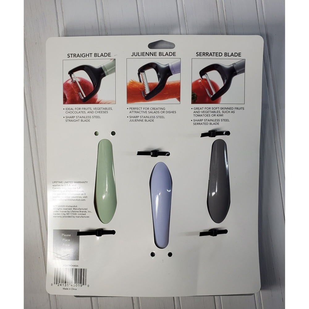 Kitchen Aid  Peeler Set Julienne Serrated Straight With Covers Stainless Steel - Picture 2 of 2